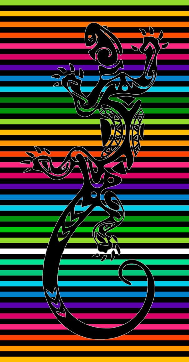 Miracle Home. Beach Towel Egyptian Cotton Salamander Rainbow, 80% Cotton, 20% Polyester, 90 x 165. 12063
