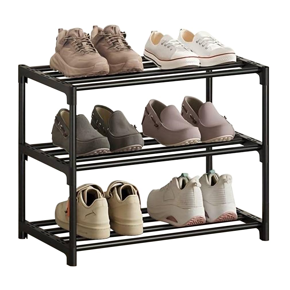 XIANGLV 3-Tier Shoe Rack, Slim Shoe Rack Storage, Anti-Rust Coating, Suitable For Dormitory, Rental House, Balcony, Stackable Narrow Shoe Shelf
