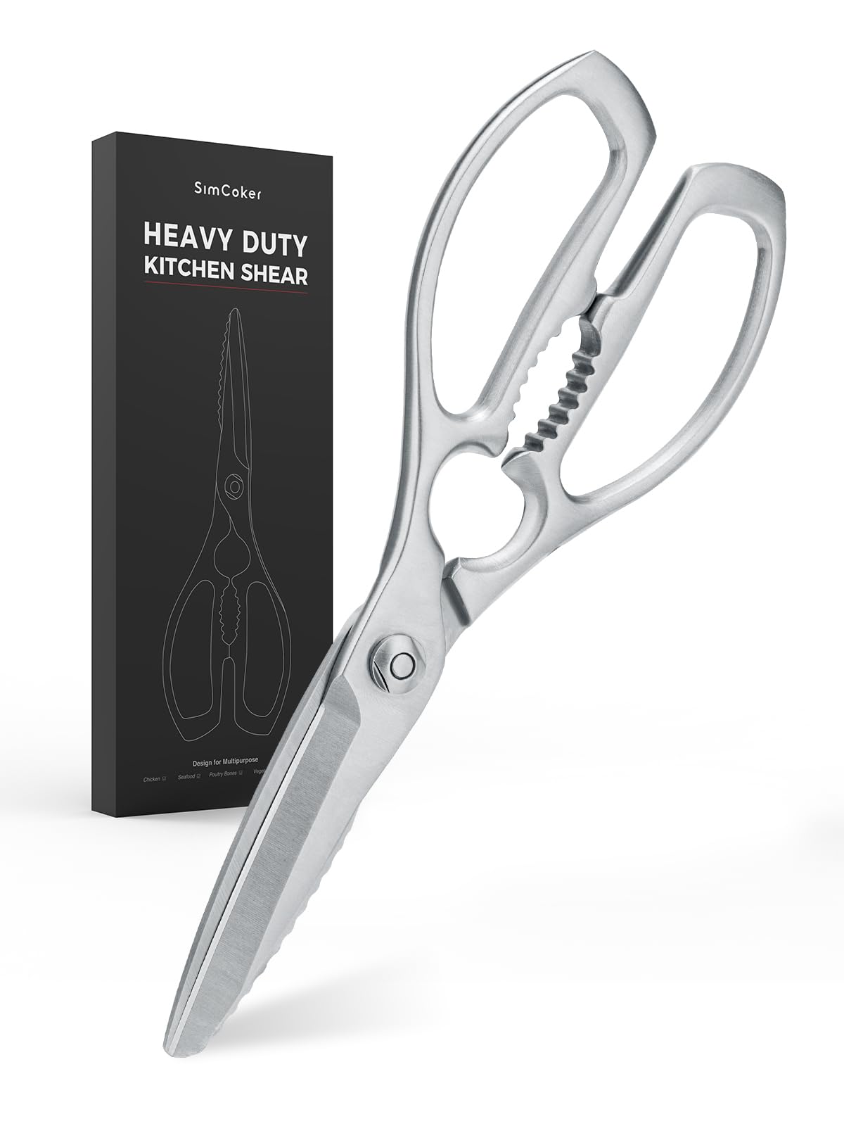 Simcoker Heavy Duty Kitchen Scissors, Cooking Scissors for Kitchen Use, Meat Scissors Kitchen, Sharp Kitchen Shears, Multipurpose Poultry Shears for