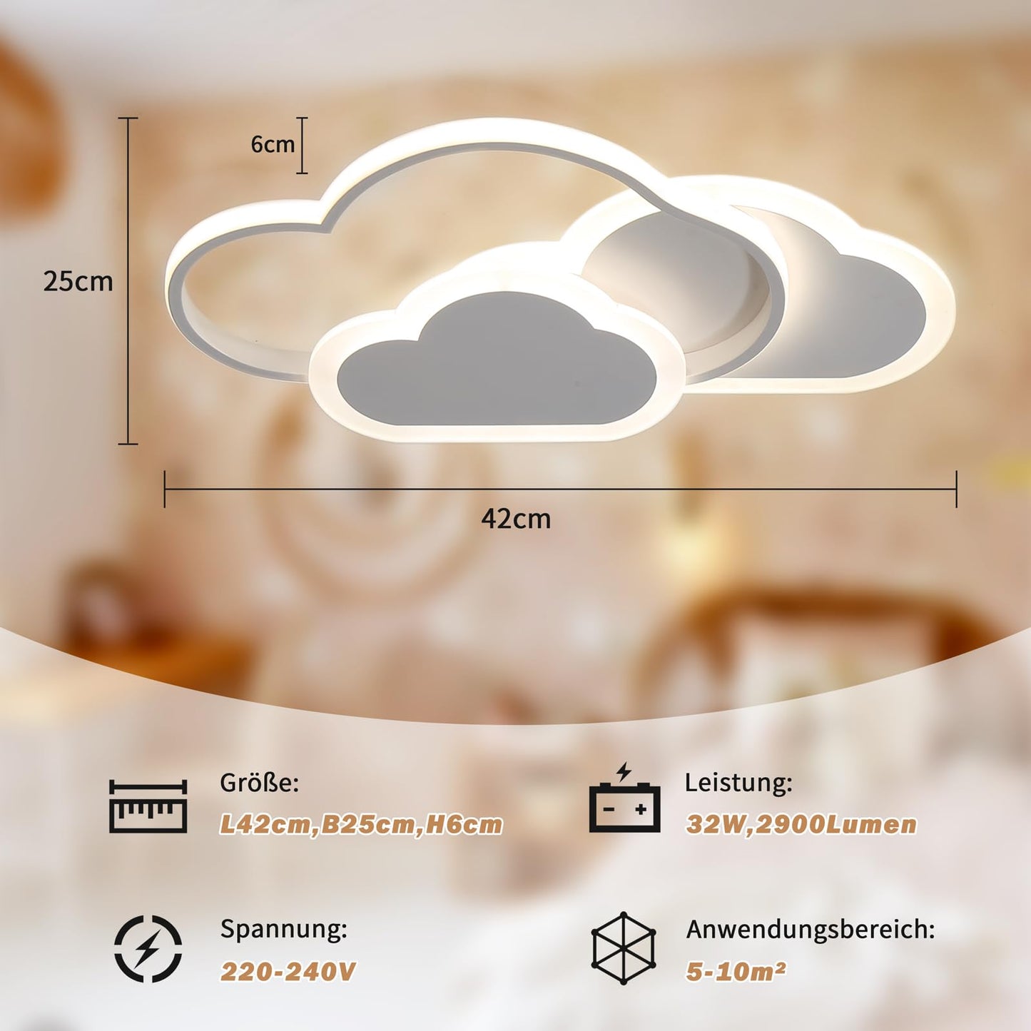 BLMYL LED Ceiling Light, 32W 2700lm 42cm Creative Clouds Ceiling Lamp, Dimmable Remote Control 3000~6000K, Modern White Ceiling Lights, Used in Living