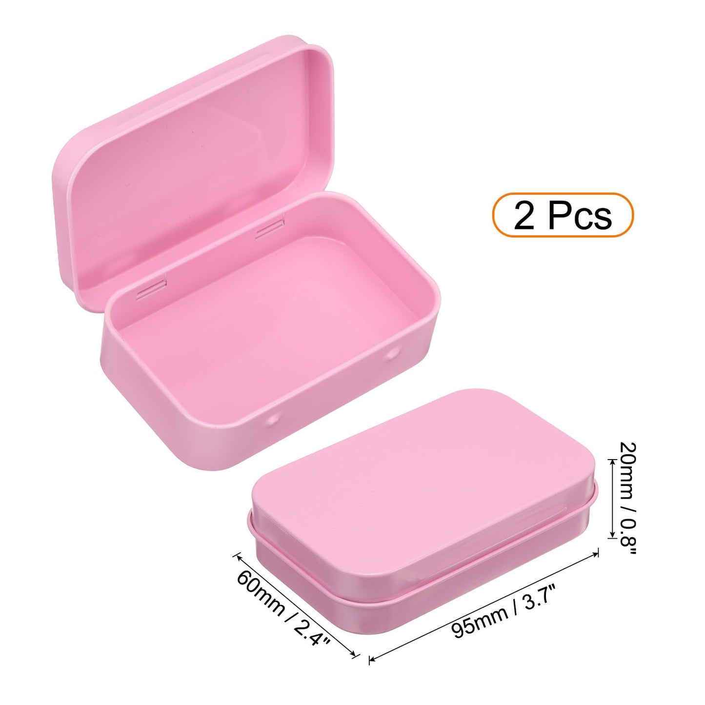 sourcing map 2pcs Metal Tin Box, 3.7x2.4x0.8 Mini Portable Rectangular Empty Tinplate Small Storage Container Airtight Tins with Lids for Candy