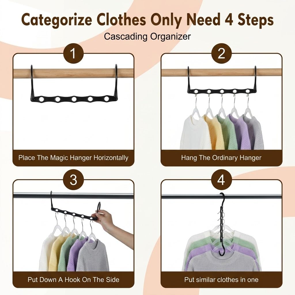HOUSE DAY Space Saving Hangers 10 Pack, Black Magic Hanger Hooks