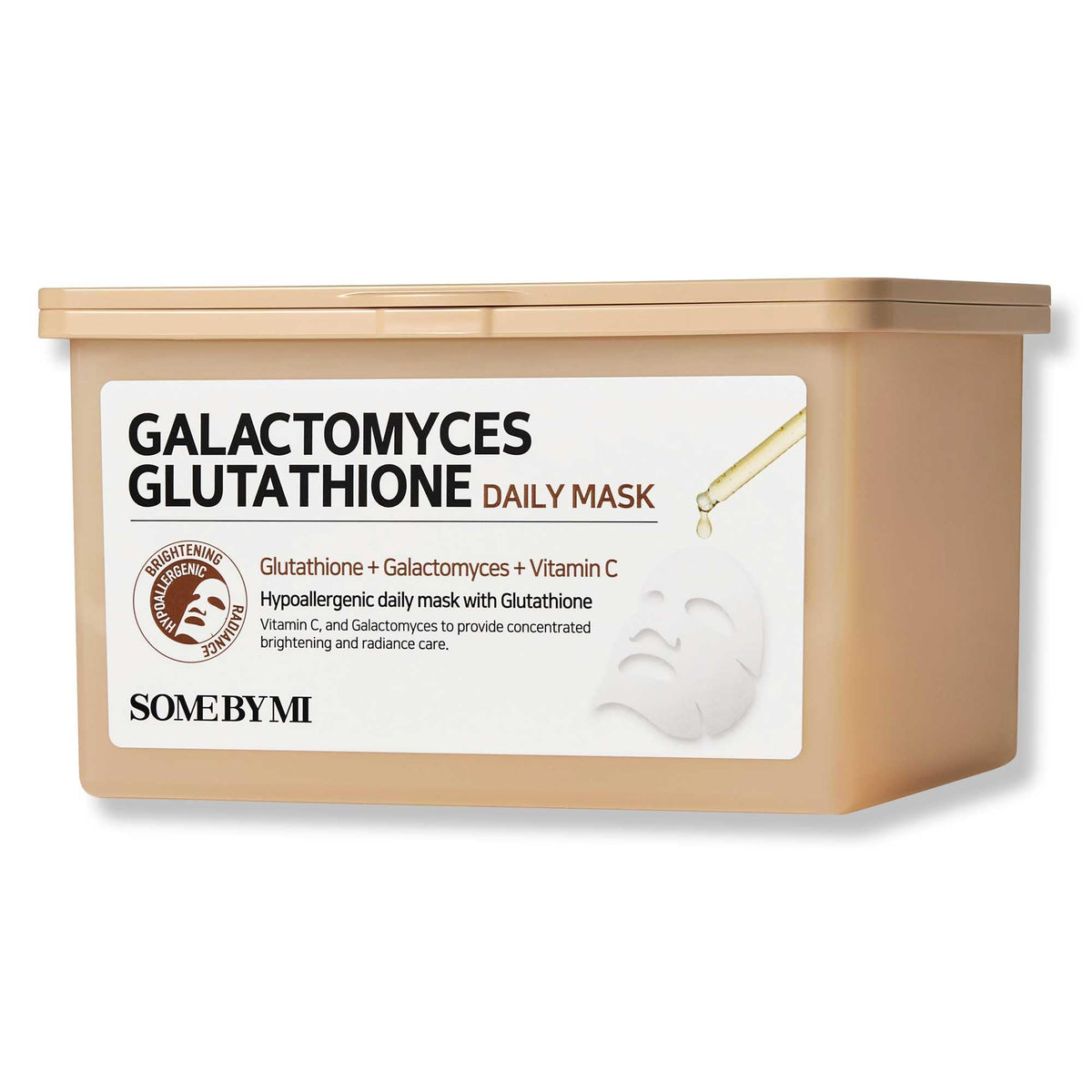 SOME BY MI Galactomyces Glutathione Daily Mask - 30 Sheets, 11.8Oz - Vitamin C Vegan Face Sheet Mask for Skin Brightening Routine - Skin Moisturizing