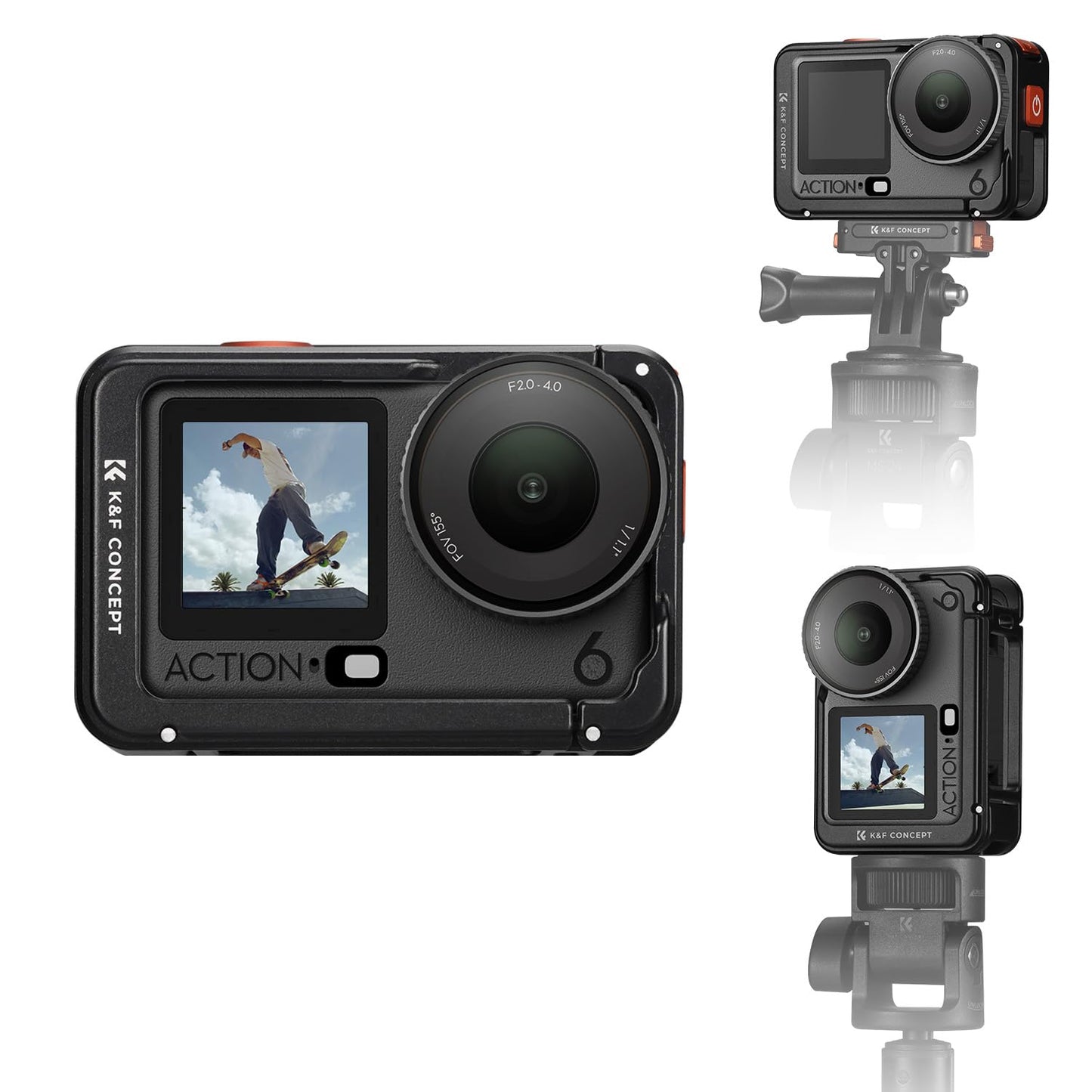 K&F CONCEPT Alloy Camera Cage Compatible with DJI OSMO Action 6, Protective Cage Expansion Frame Case with Cold Shoe Mount | 1/4" Screw Adapter for