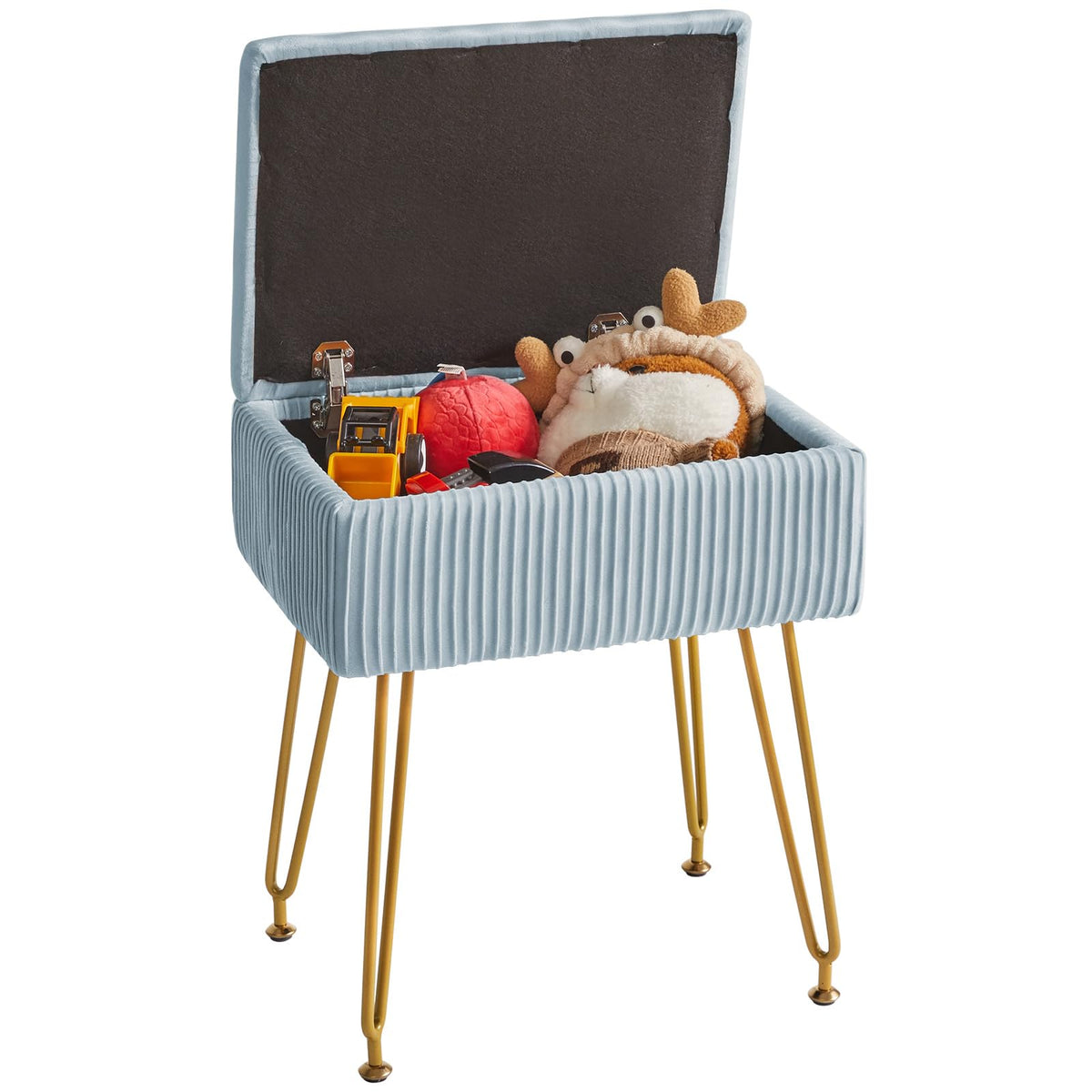 YMYNY Storage Ottomans, Chair Stool Upholstered, Footstool Velvet Bench, Dressing Table Stool, Pouf Couch Stool, Metal Legs, Removable Cover, for