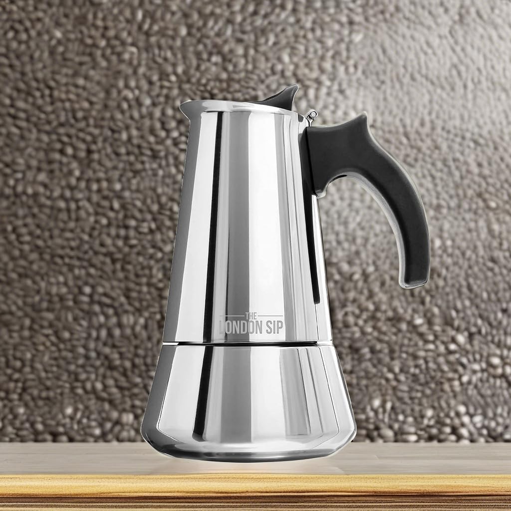 The London Sip Stainless Steel Induction Stovetop Espresso Maker - Make Cafe Quality Italian Style Coffee at Home with This Premium Moka Pot in Modern