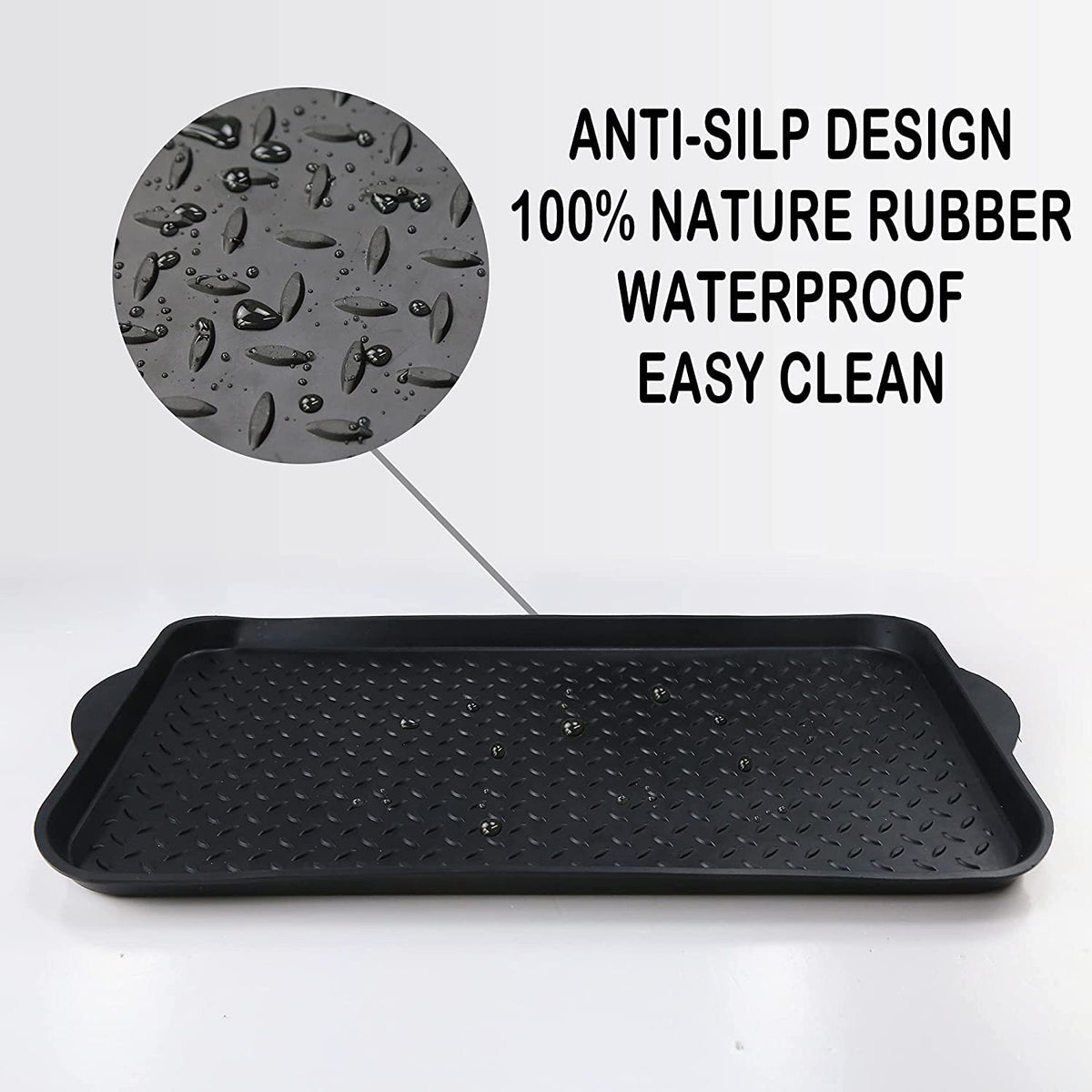 Nicoman Boot Tray Shoe Organiser Soft Rubber Non Slip Washable Multipurpose Plant Rack Mat Plain Black Drip Container Floor Carpet Protection for