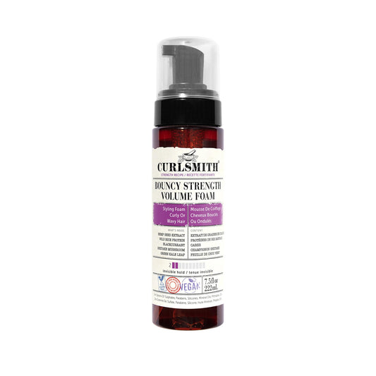 Curlsmith - Bouncy Strength Volume Foam, Styling Foam for Curly & Wavy Hair, Light Hold (222ml)