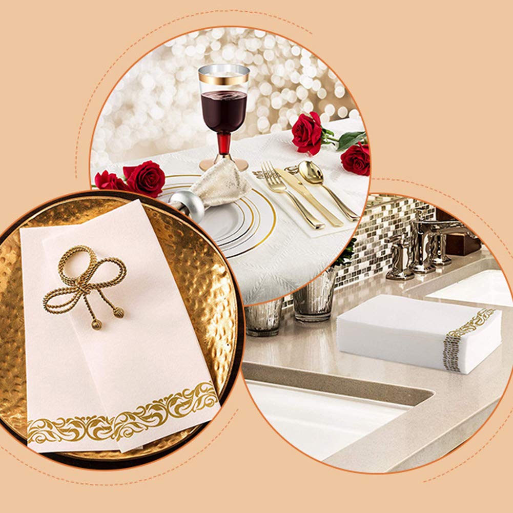 50 Disposable Guest Towels Dinner Napkin,Table Napkins Soft and Absorbent Linen-Feel Paper Hand Towels Bathroom Hand Napkins for Kitchen, Parties