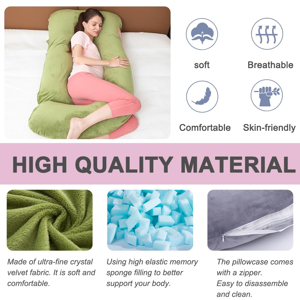 TaiBest U Shaped Full Body Pregnancy Pillow with Removable Cover for Maternity Women,Pregnancy Pillows for Sleeping,Support for Back, Legs, Belly,55