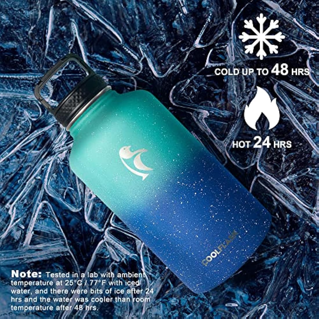 Coolflask Insulated Water Bottle 2L, Half Gallon Water Jug with Straw & 3 Lids, Large Insulated Water Bottle, Stainless Steel Vacuum Water Bottle for Gym, Sports and Travel, Starry Gradient Blue