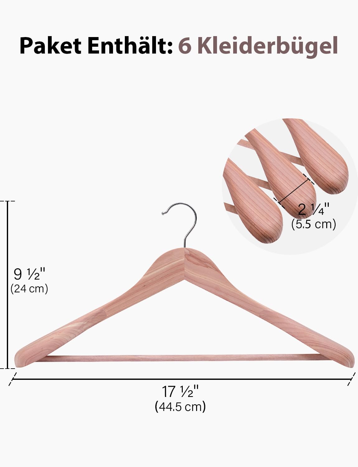 StorageWorks Wood Suit Hangers for Men, Wooden Hangers for Adults' Clothes, Cedar Coat Hangers, Extra Wide Shoulder Hanger for Duty Suit Coats