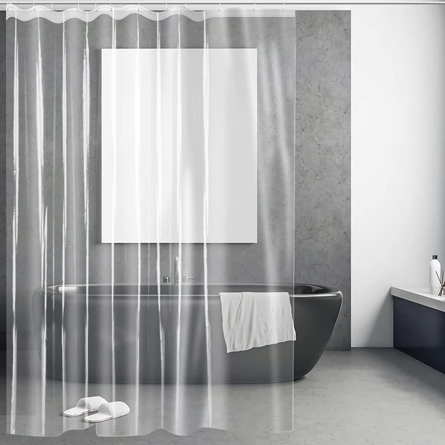 DOPROP Clear Shower Curtain Liner - 12G Thick Plastic PEVA, 180x180cm See-Through Transparent, Anti-Mould & Mould-Free, Waterproof Bathroom Curtain,