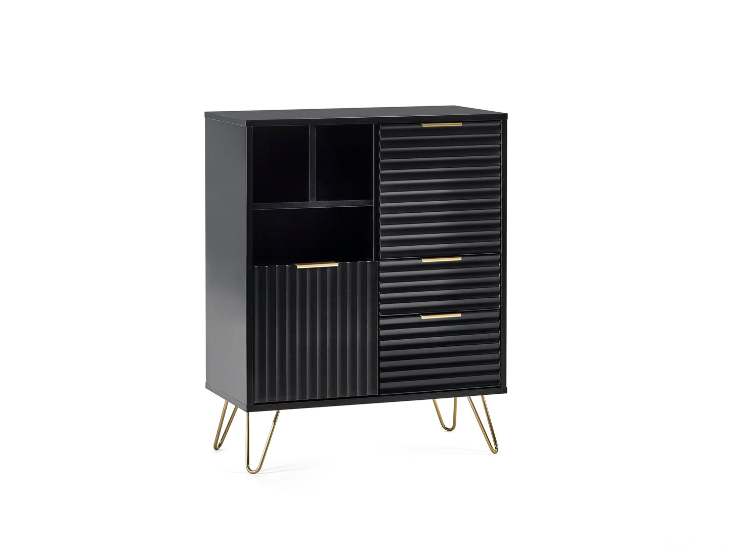 Julian Bowen Murano Sideboard, 2 Drawer, 2 Door, Black - H100 x W80cm
