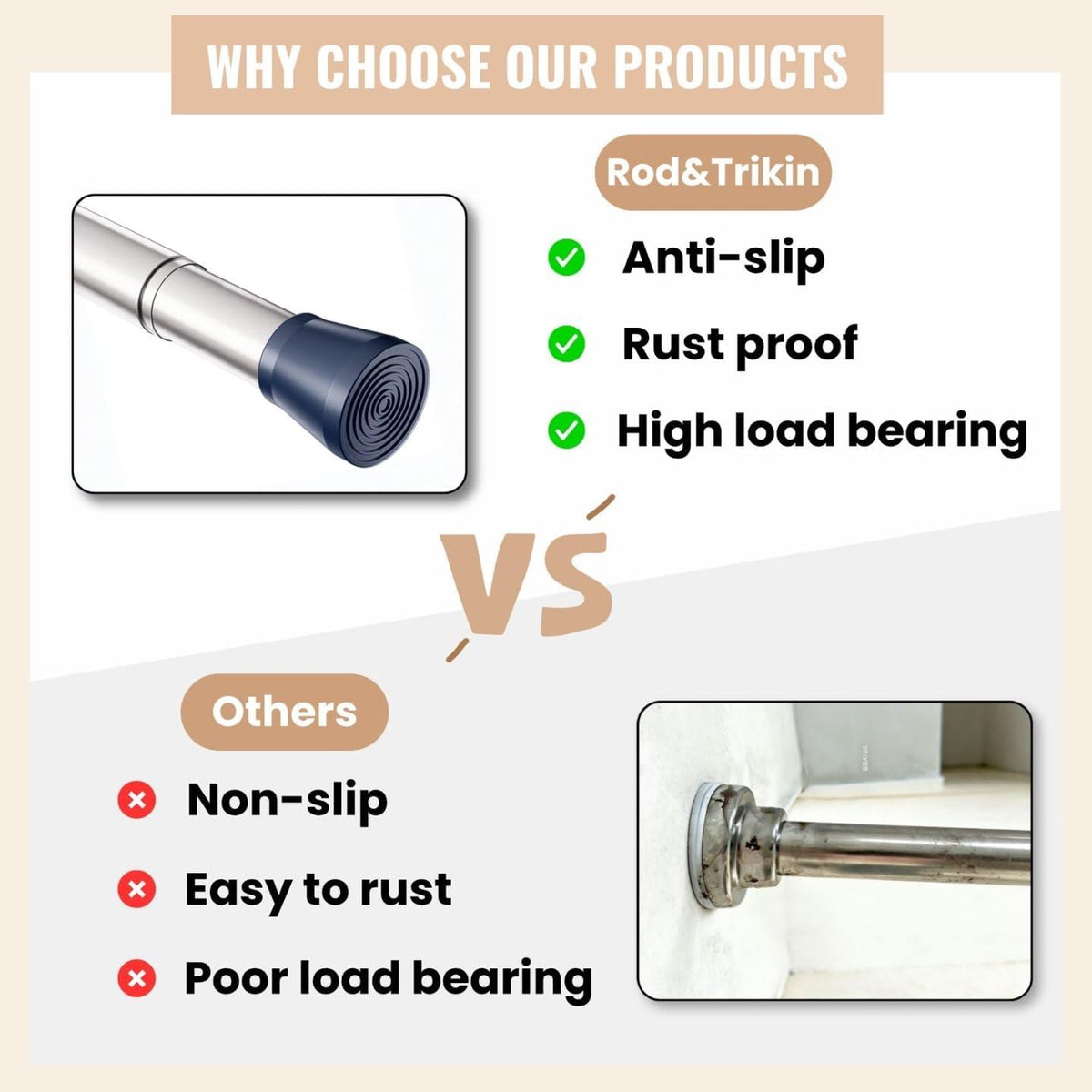 Shower Curtain Pole Silver No Drill Curtain Pole Extendable Curtain Poles Curtain Rods Extendable For Windows Shower Wardrobe Silver 133-200Cm