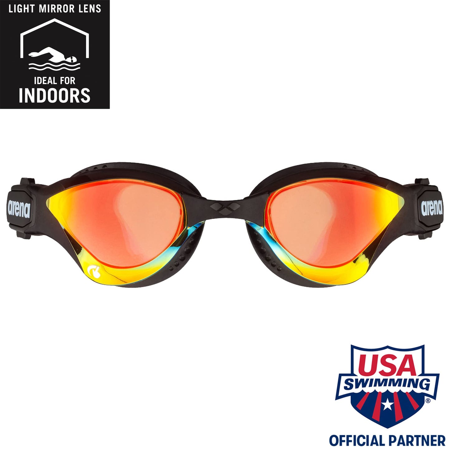 arena Cobra Tri Swipe Mirror Unisex Adult Triathlon Goggles, Swimming Pool Goggles with Mirror Lenses, Anti-Fog, UV Protection, 3 Interchangeable Nose