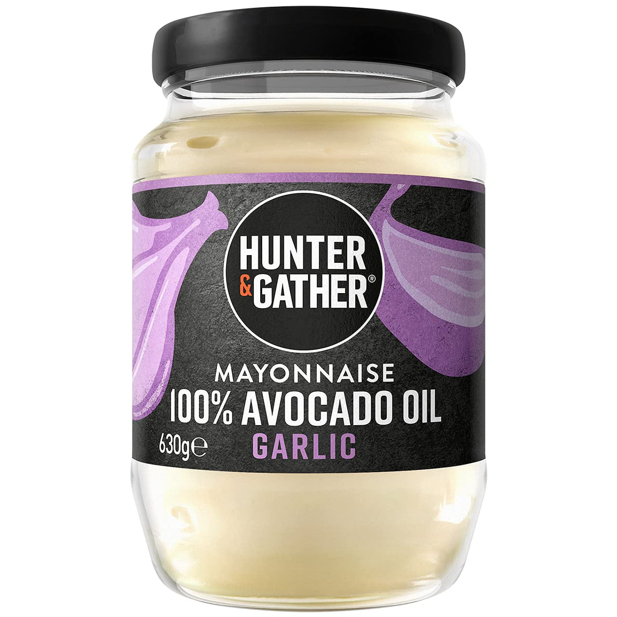 Hunter & Gather Garlic Avocado Oil Mayonnaise 630g | Seed Oil Free I Made with Pure Avocado Oil & British Free Range Egg Yolk | Paleo, Keto, Sugar and