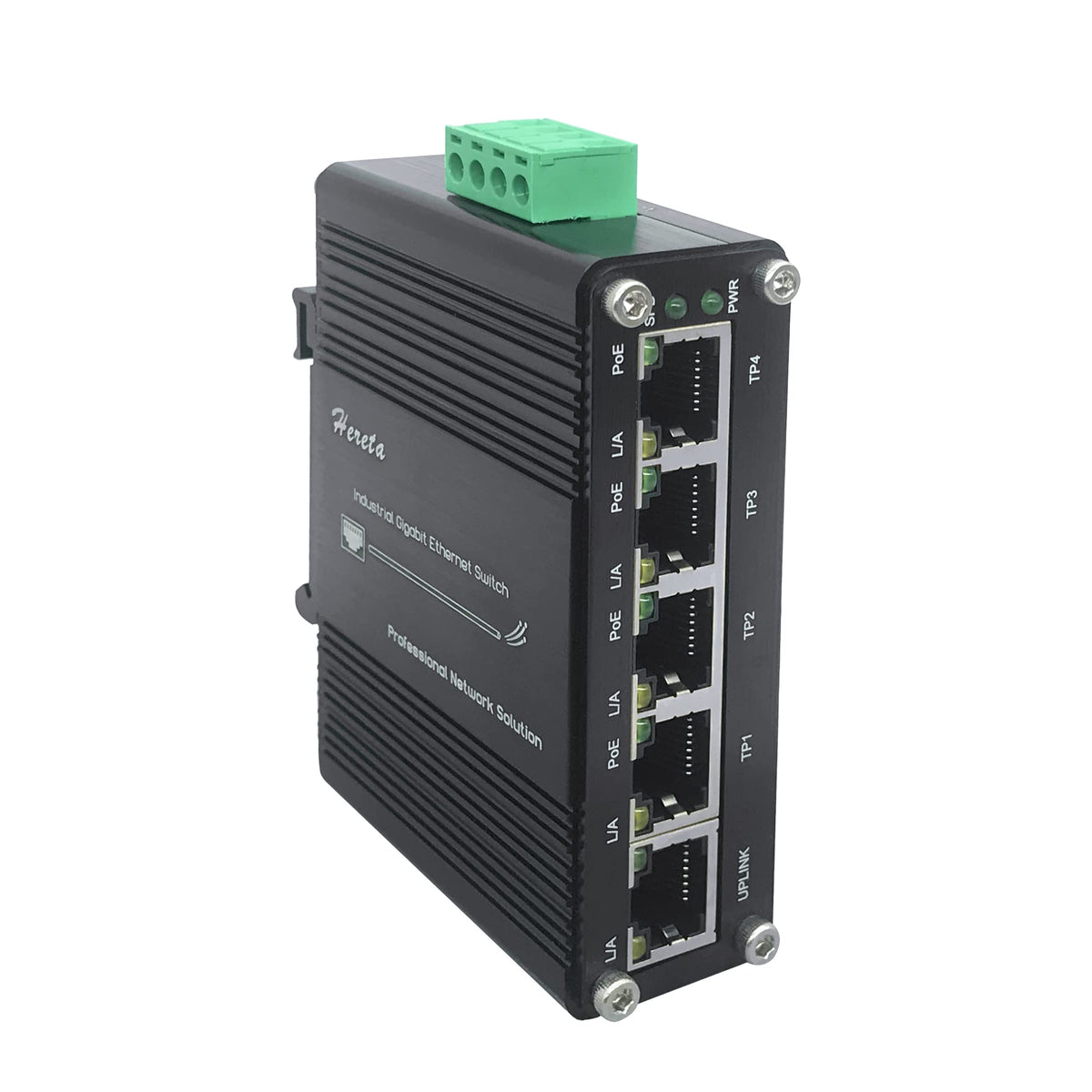 Industrial Gigabit PoE Ethernet Switch 5-Port Mini 10/100/1000Mbps Base-TX Hardened Ethernet Switch with PoE Power Supply
