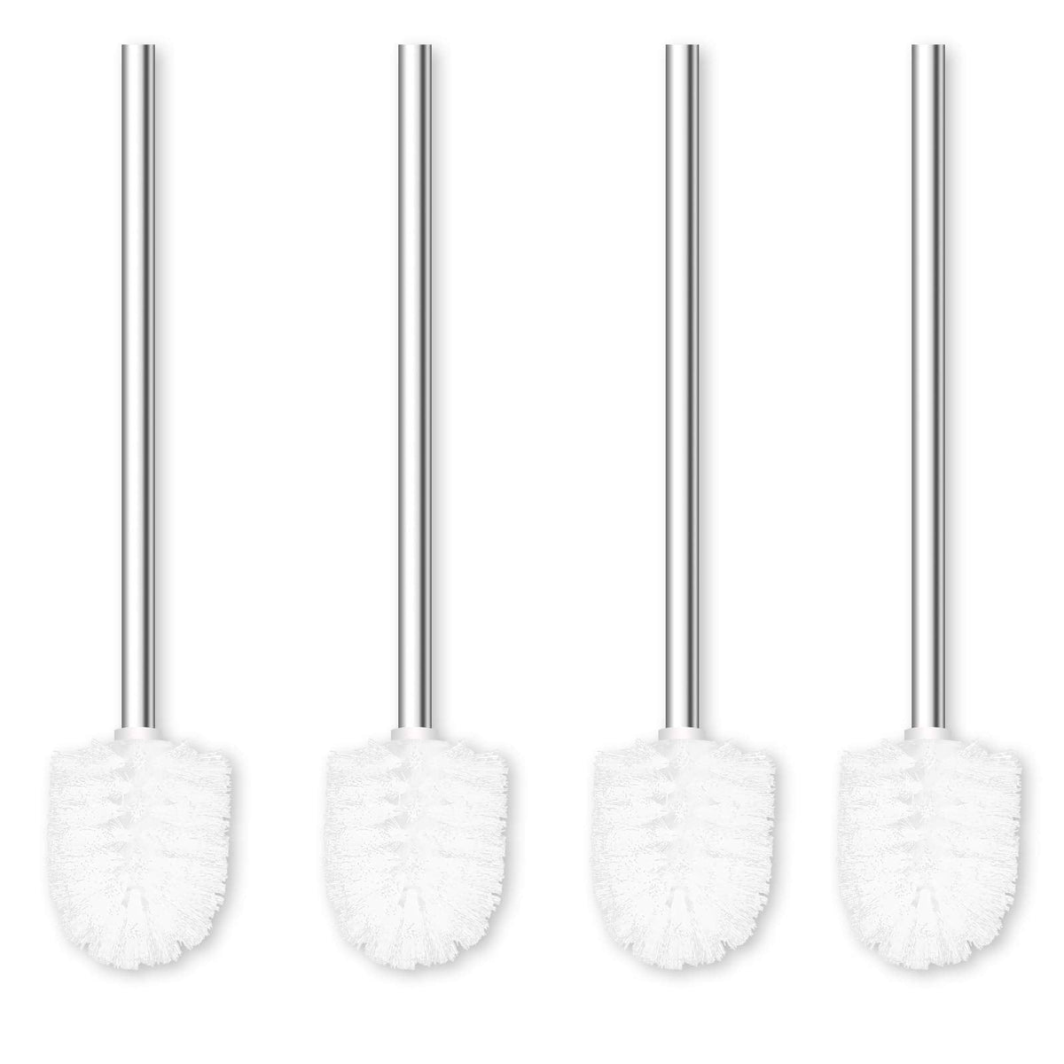 Qulable Toilet Brushes Stainless Steel Toilet Brush with Flexible Soft Hygienic Bristle, 4 Pack (White)