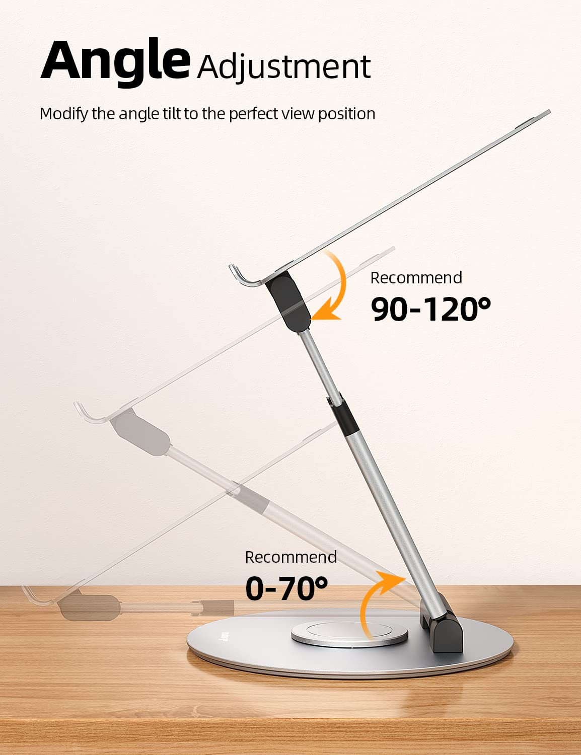 Nulaxy Telescopic 360 Rotating Laptop Stand for Desk Adjustable Height Swivel Pull Out Design Laptop Riser Holder Computer Stand Compatible with All