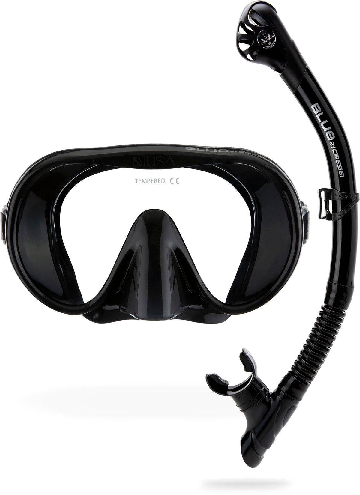 CRESSI Musa+ Scilla Combo Black - Adult Combo Set Musa Snorkeling Mask and Scilla Snorkel, Black, One Size