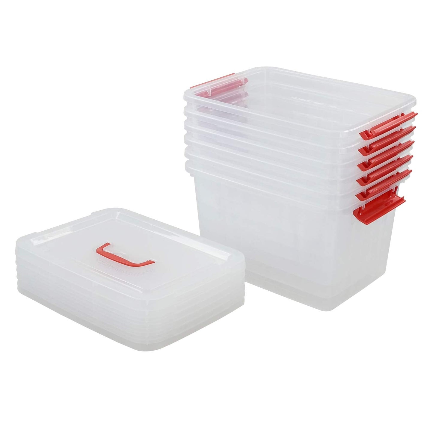 Uumitty 10 L Clear Plastic Storage Bin with Lids, 6-Pack