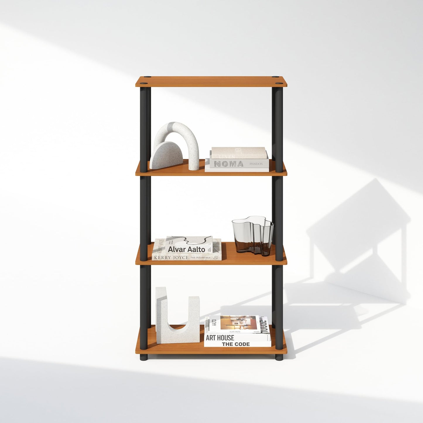 Furinno TURN-N-TUBE Book Shelf, 4-Tier Bookshelf, Bookcase with Multipurpose Compact Display Rack, 29.5 x 59.9 x 109.7 cm, for Living Room, Bedroom