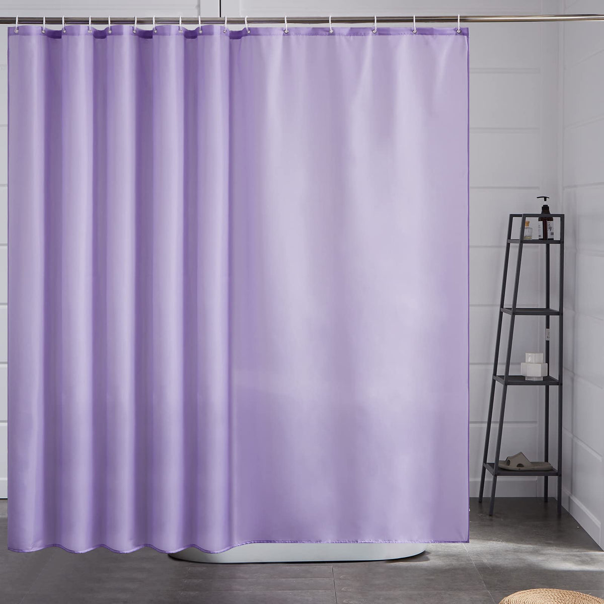 Furlinic Extra Wide Shower Curtain 240x180 cm Purple Fabric Wet Room Waterproof Anti Mould Polyester Shower Curtains Washable Material for Bathroom