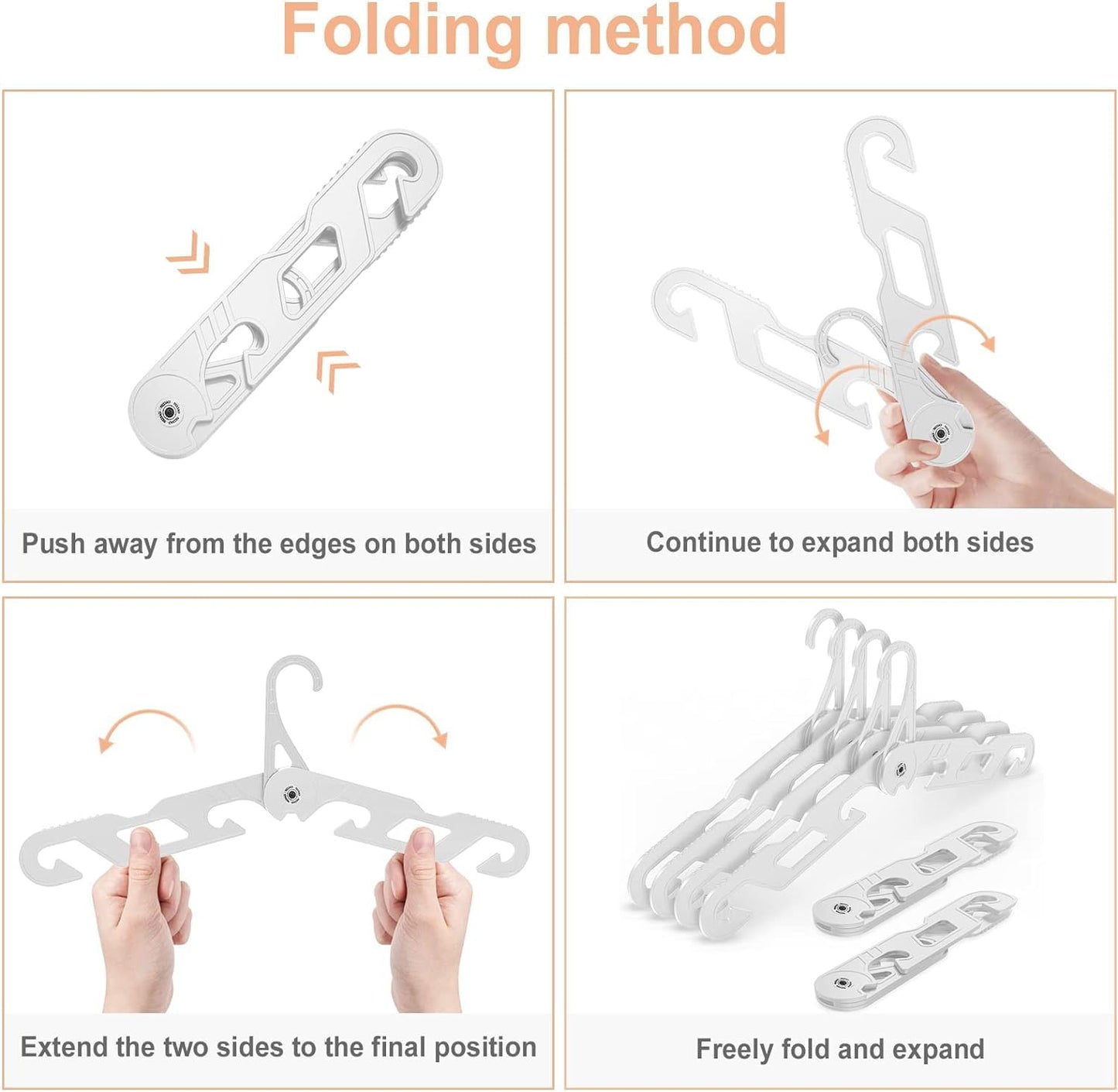 NICEDACK Travel Hangers Foldable, Pack 3 White, Ideal for Travel Packing