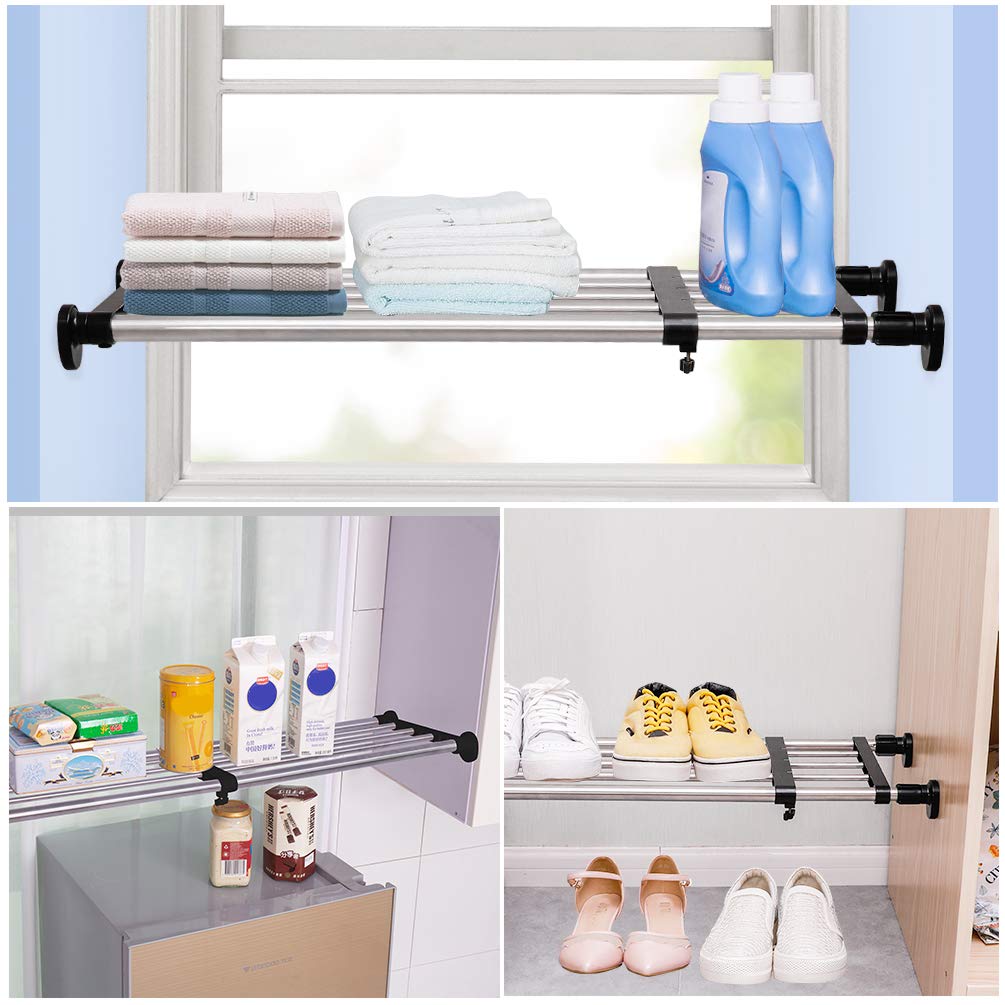 BAOYOUNI Expandable Closet Shelf Tension Rod Storage Rack