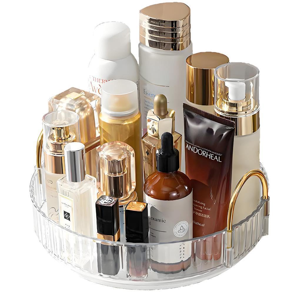 Makeup Organizer for Vanity 360 Rotating, Large Capacity Cosmetic Organisers for Lipsticks, Jewelry, Nail Care, Skincare, Perfume, Ideal Desk