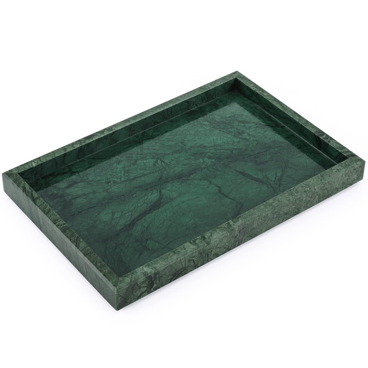 Marble Tray for Bathroom,Blackish Green Natural Marble Stone Storage Vanity Tray for Kitchen,Jewelry,Home Decor,Cosmetic,Vanity,Countertop Storage