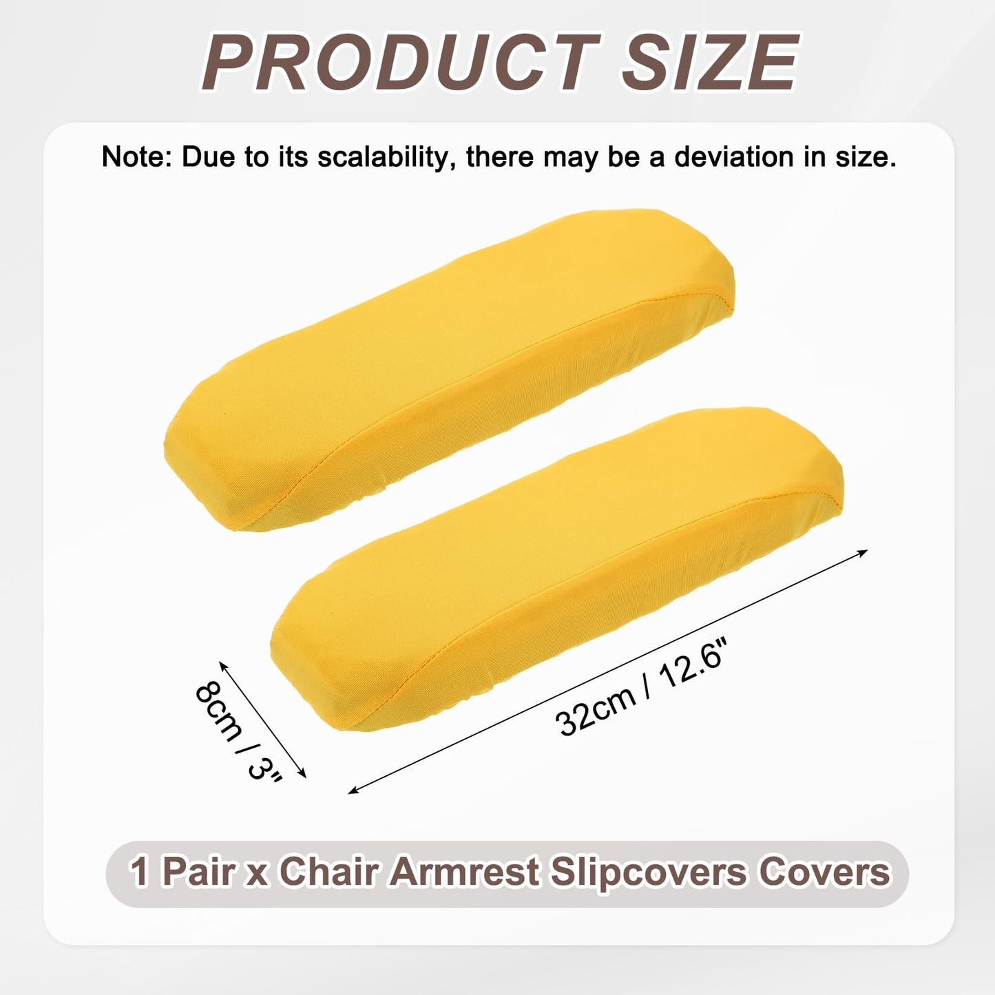 sourcing map Chair Armrest Slipcovers Covers, 32 x 8cm Polyester Removable Seat Hand Rest Protector for Office Chairs Desk Chair(Yellow)