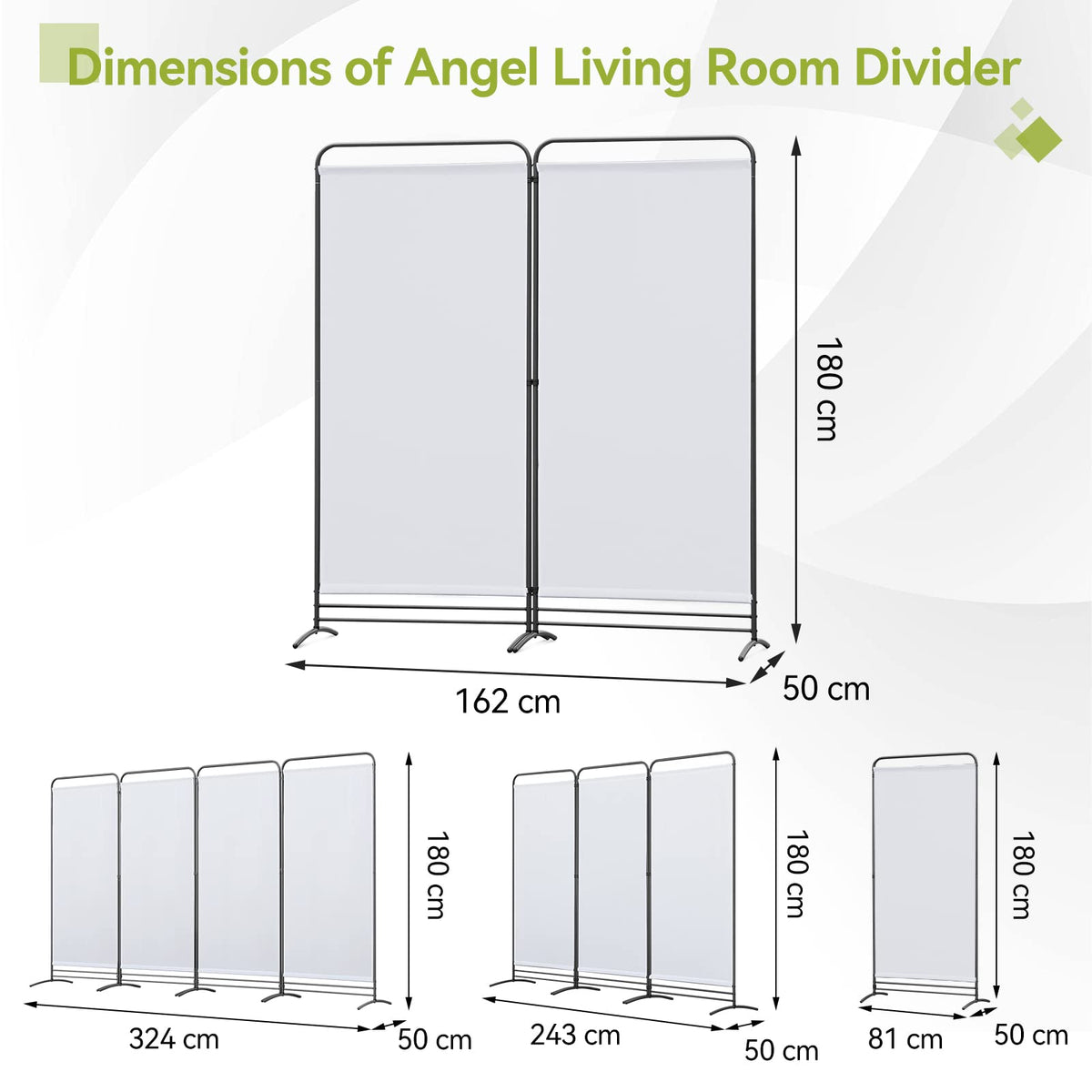 Angel Living 2 Panels Folding Room Divider, Privacy Screen Composed of Polyester Fabric and Sturdy Iron Frame