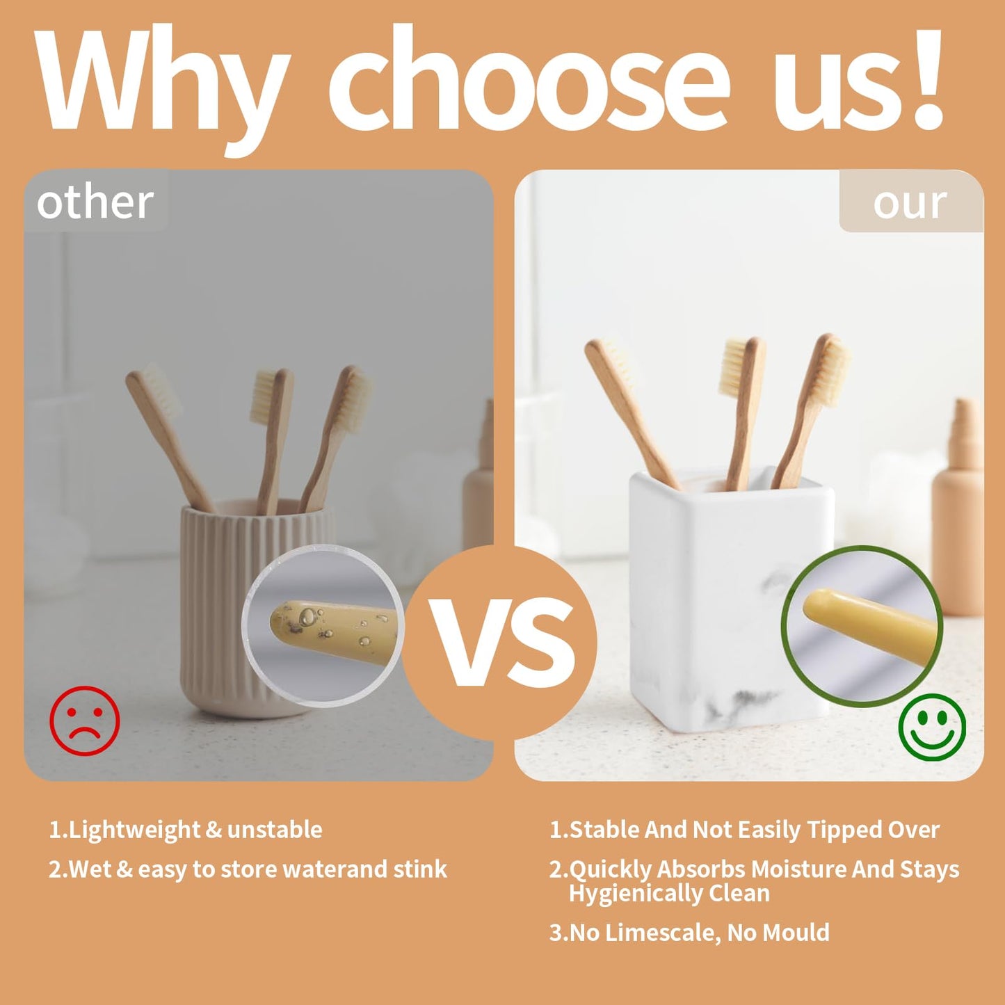 Tahbarshi Electric Toothbrush Holder, Fast Drying Toothbrush Holders for Bathroom, Diatomite Toothbrush Cup for Toothbrush, Cosmetic