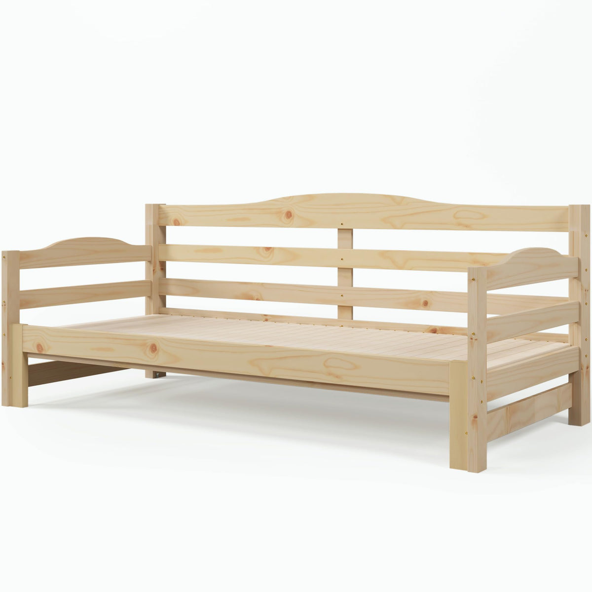 Merax Pull out Sofa Bed with Extendable Unit | Versatile Daybed For Adults Kids Teenagers | Modern Trundle Bed With Curved Side Panels and Back