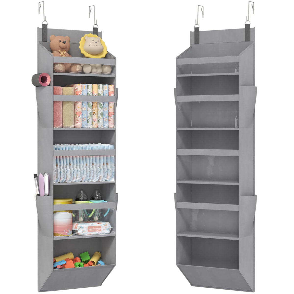 Lifewit Over the Door Storage, Clear Hanging Organiser with 4 Side Pockets, Anti Tilt 40 lbs Load Behind Door for Dorm, University Essentials, Room