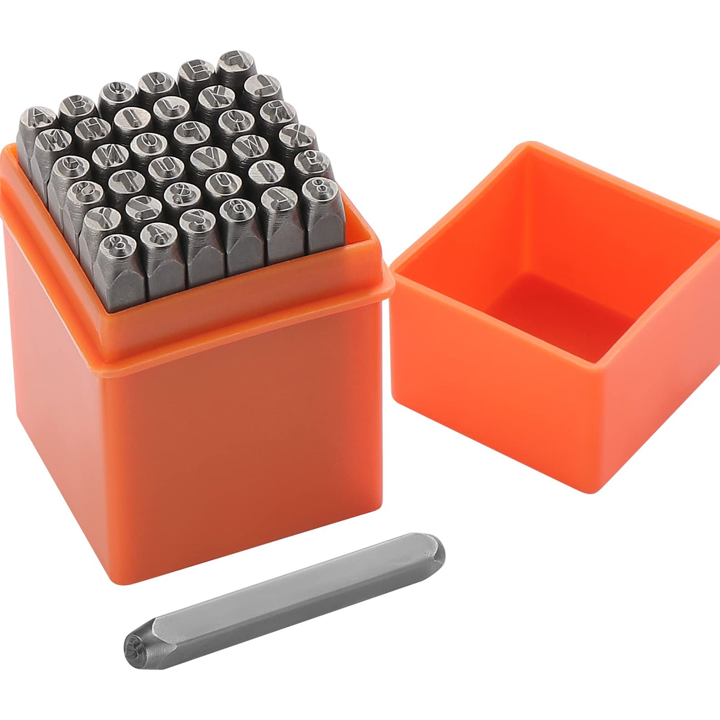 Gueenky 37 Pcs Number and Letter Punch Set, 3mm Metal Stamping Tool Set, A-Z, 0-9, &, Heart Shape, Letter Number and Symbols Stamp Punch for Stamping