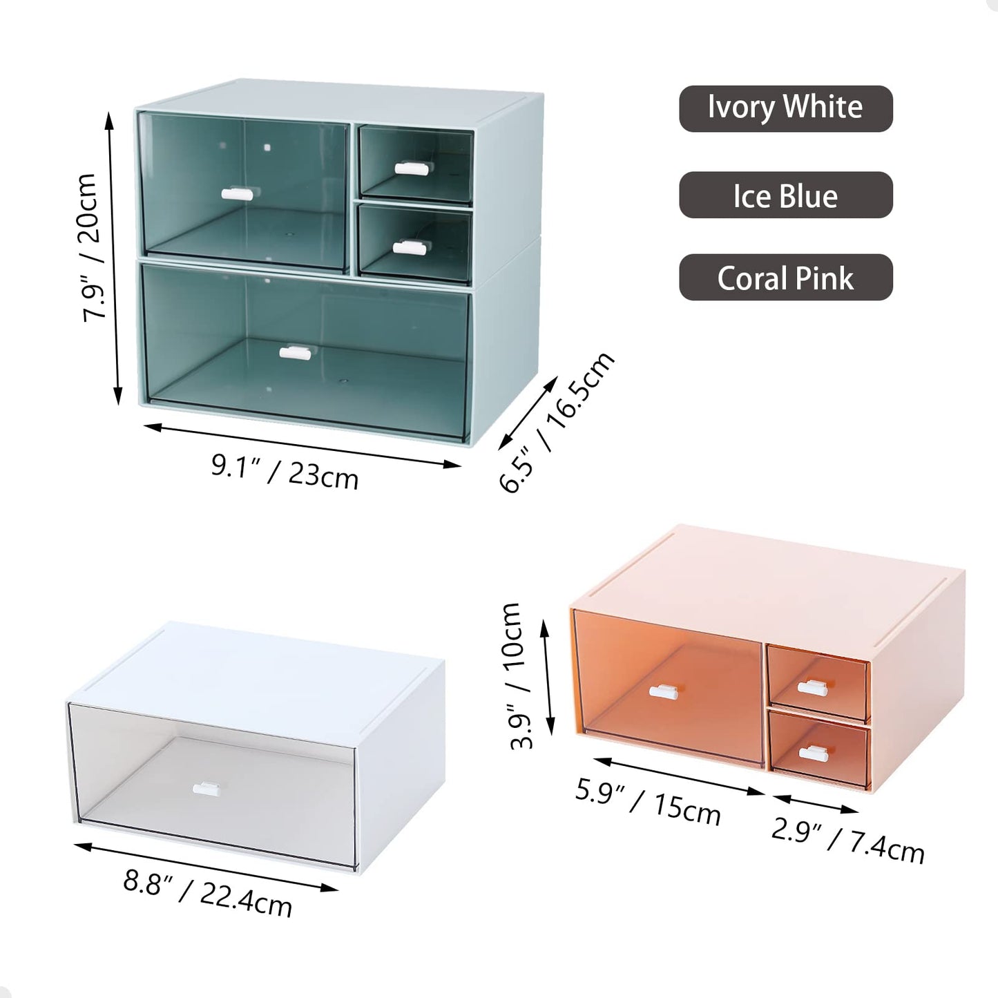 OSteed Desk Tidy Organiser with 4 Drawers, Desktop Storage Unit, Pink