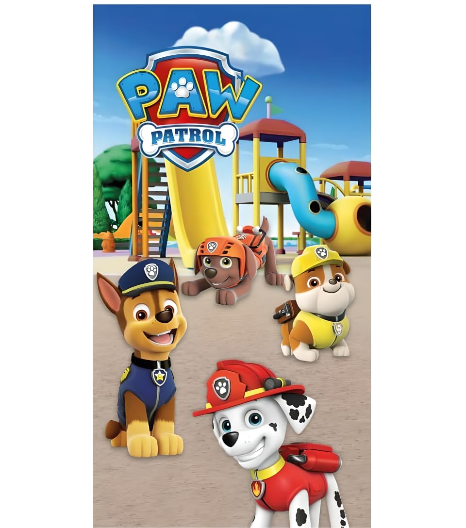BrandMac Paw Patrol Beach & Bath Towel 70x140cm, 100% Cotton | Soft & Absorbent Kids Bath & Swim Towel | Official Paw Patrol Towel | Ideal for Beach