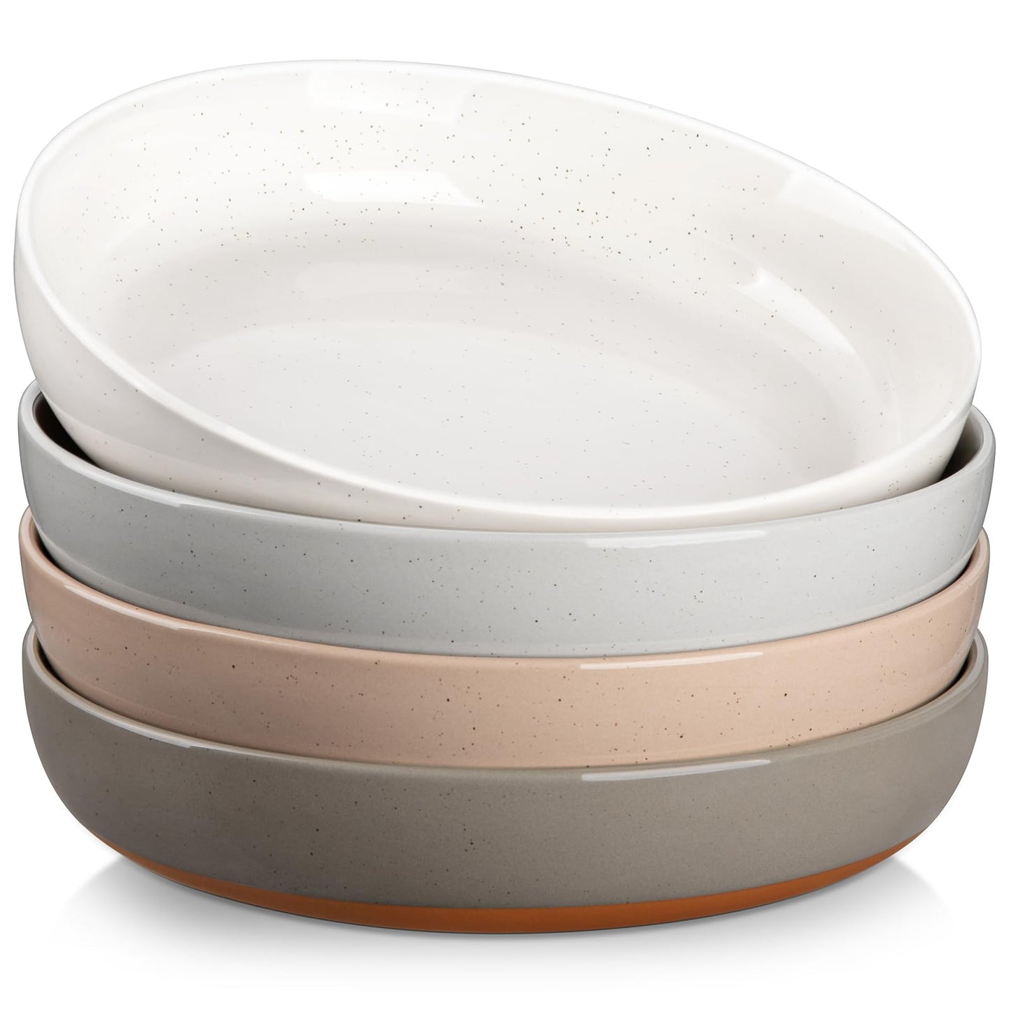 MALACASA Pasta Bowls Set of 4, Large Pasta Bowls, Ceramic Soup Bowls, 48 OZ, 9 inch, Microwave and Dishwasher Safe, Multi-Coloured, Serie Tara