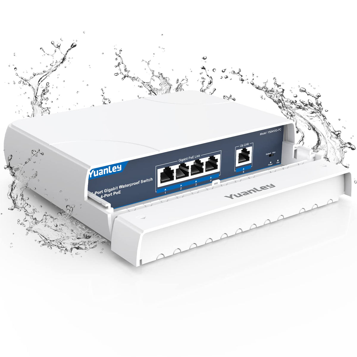 YuanLey 4-Port PoE Switch Gigabit- Waterproof Outdoor Ethernet Unmanaged Network Switch with VLAN Function, 78W Built-in Power, IEEE802.3af/at Support