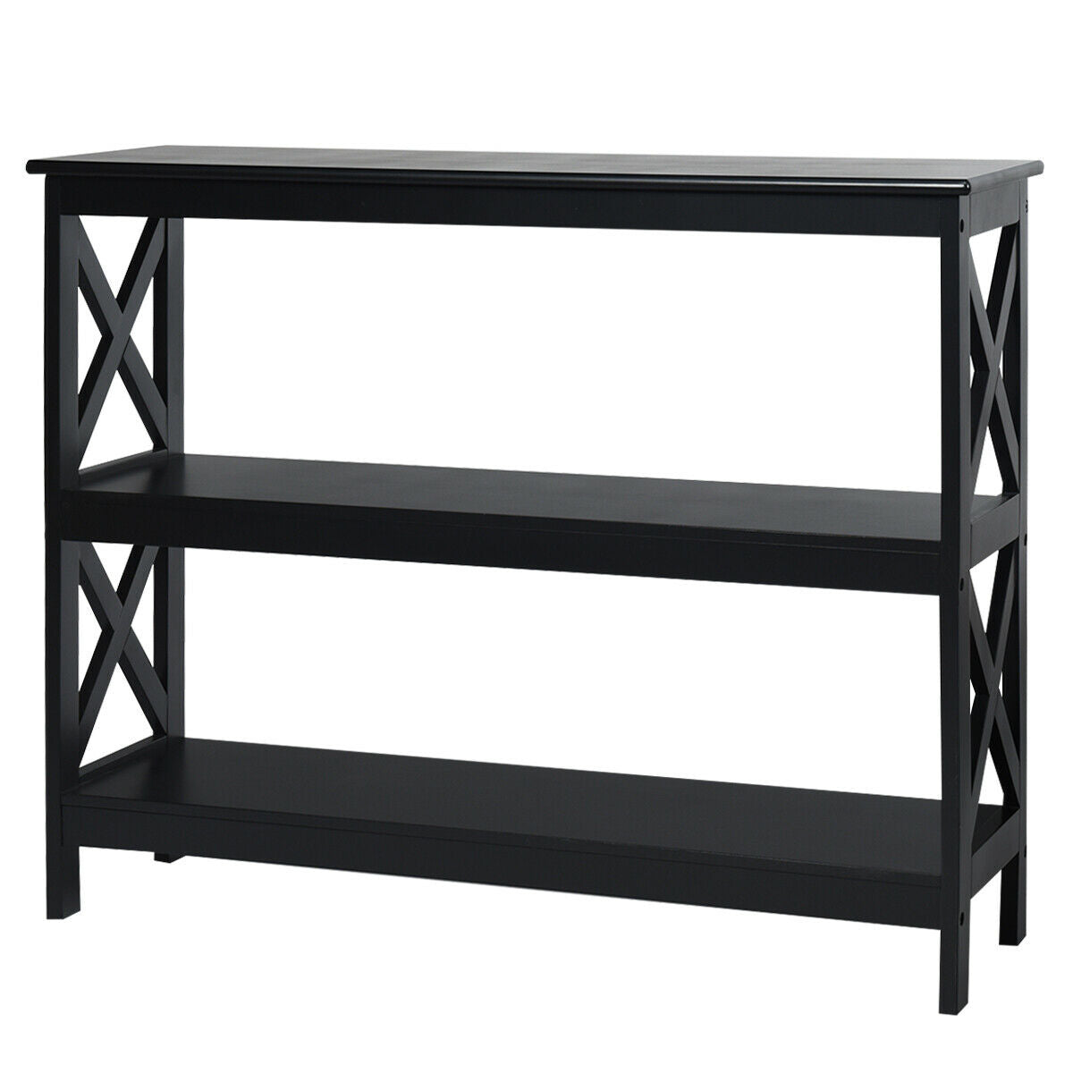Industrial 3-Tier Console Table with Storage Shelf-Brown