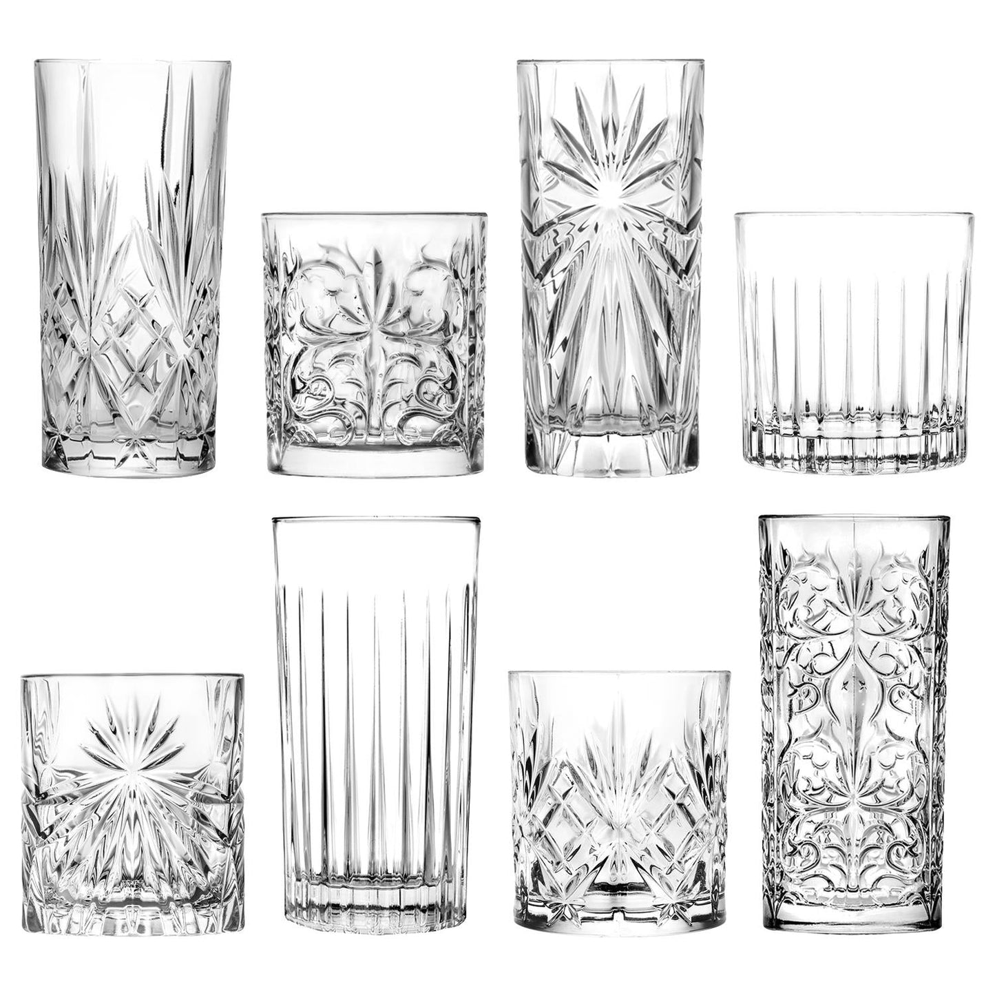 8 Piece Crystal Mixology Glassware Set