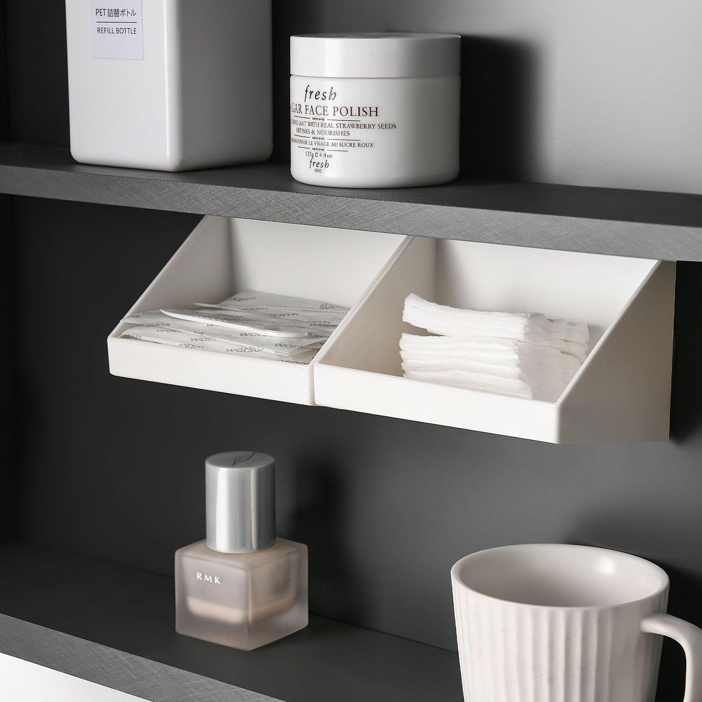 Mirror Cabinet Oblique Cosmetic Shelf Wall Mounted Storage