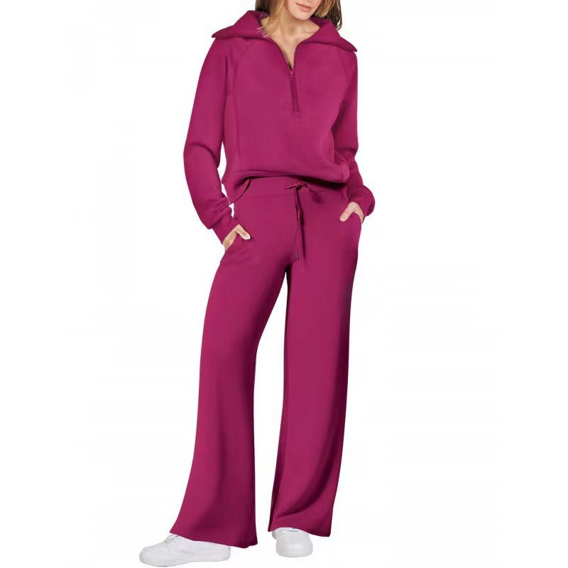 Europe And America Foreign Trade Autumn And Winter Fashion Casual Sport Two-piece Set For Women