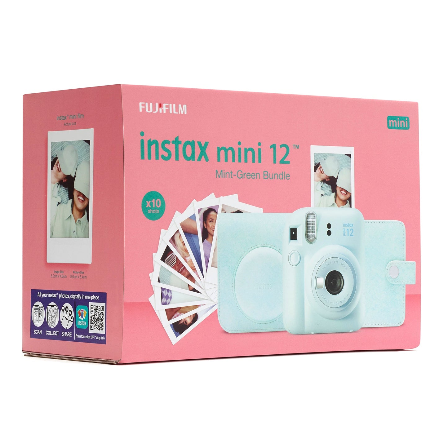Fujifilm Instax Mini 12 Instant Camera with Case, Album, Film & Stickers - Mint Green
