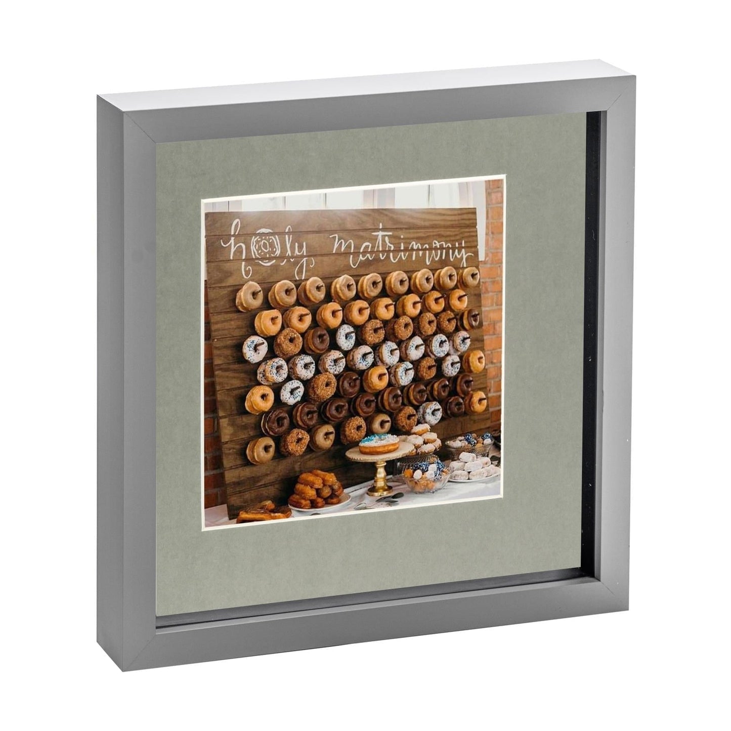 10" x 10" Grey 3D Box Photo Frame - with 6" x 6" Mount