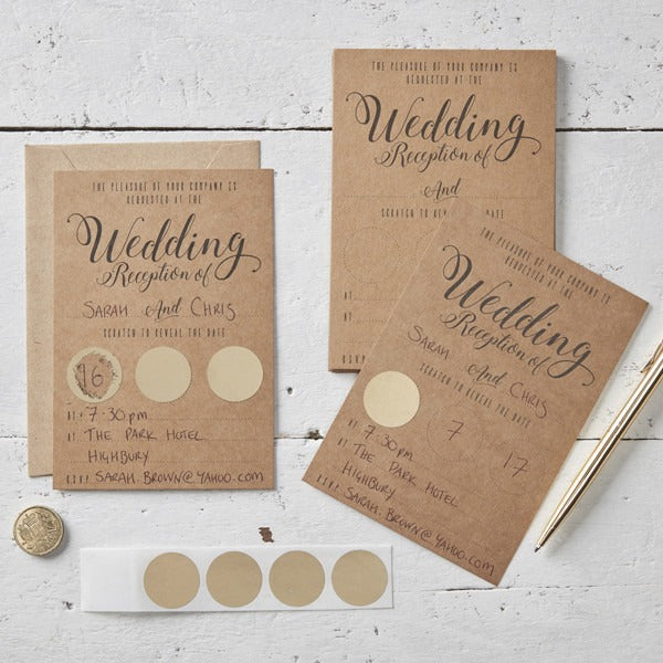 Kraft Scratch The Date Wedding Evening Invitations - Scratch &amp; Reveal