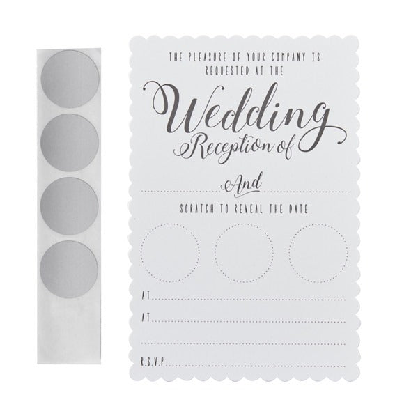 White Scratch The Date Wedding Evening Invitations - Scratch &amp; Reveal